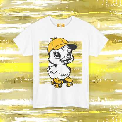 Cute Skateboarding Duck Unisex Heavy Cotton Tee