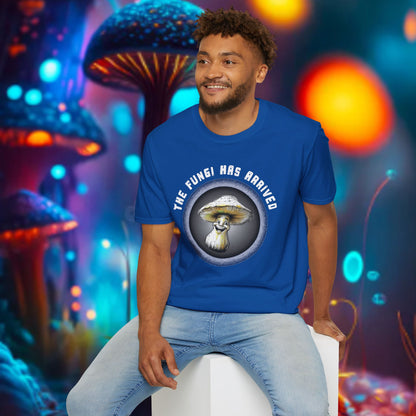 The Fungi Has Arrived Unisex Softstyle T-Shirt – Fun Mushroom Graphic Tee for Nature Lovers