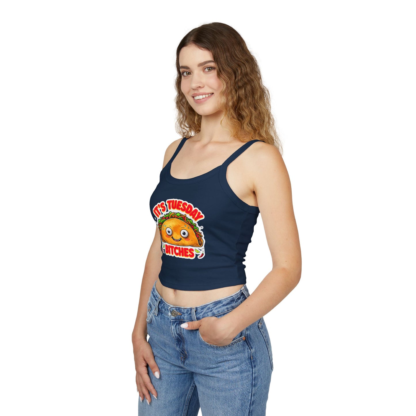It's Tuesday Bitches Taco Tank Top - Fun Women's Spaghetti Strap Crop Top
