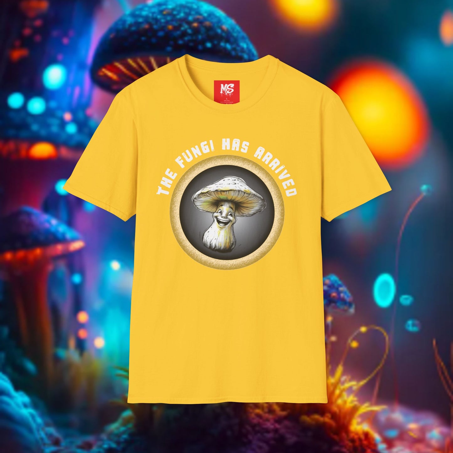 The Fungi Has Arrived Unisex Softstyle T-Shirt – Fun Mushroom Graphic Tee for Nature Lovers