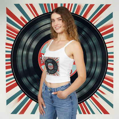 "Vintage Vinyl Vibes" Women's Spaghetti Strap Tank Top