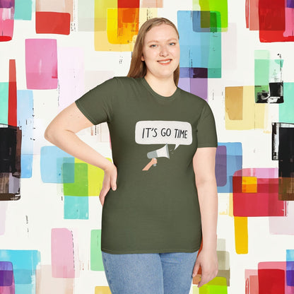 Motivational Unisex Softstyle T-Shirt – "It's Go Time" Inspiration for Everyday Empowerment