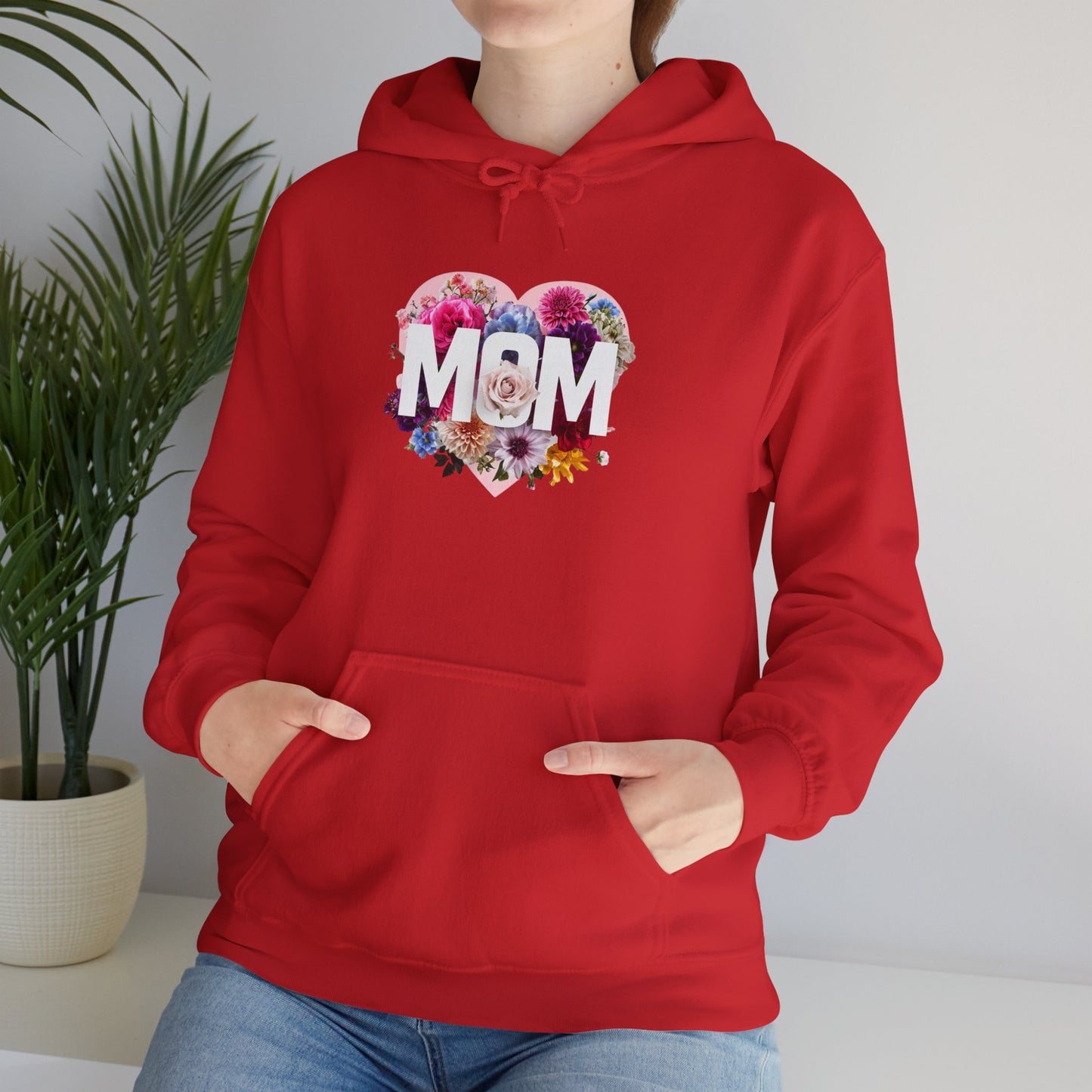 Mom Heart Floral Hoodie - Unisex Heavy Blend™ Sweatshirt for Mother's Day
