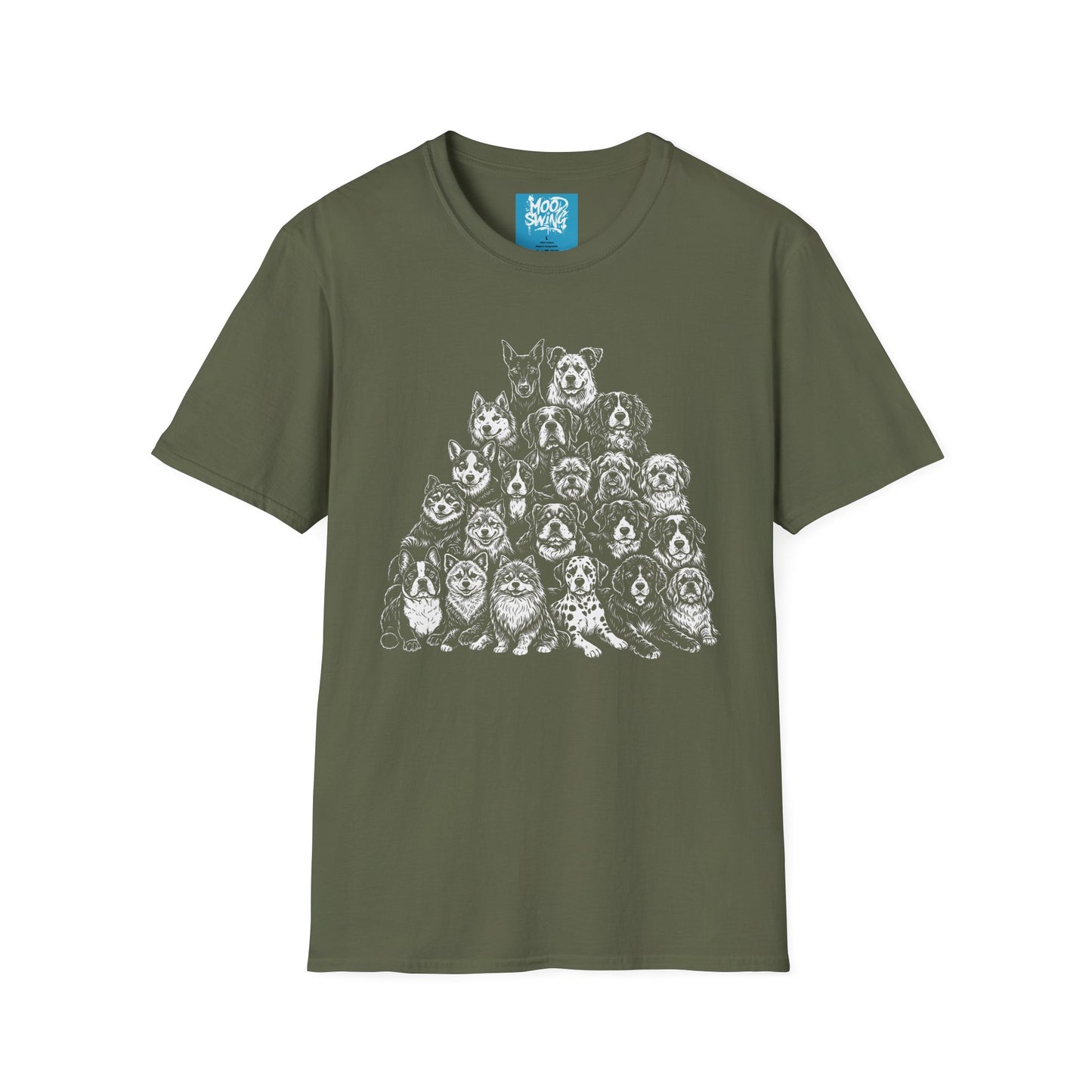 Dog Breeds Pyramid T-Shirt — Cute Pack of Dogs Graphic Tee for Pet Lovers