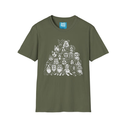 Dog Breeds Pyramid T-Shirt — Cute Pack of Dogs Graphic Tee for Pet Lovers