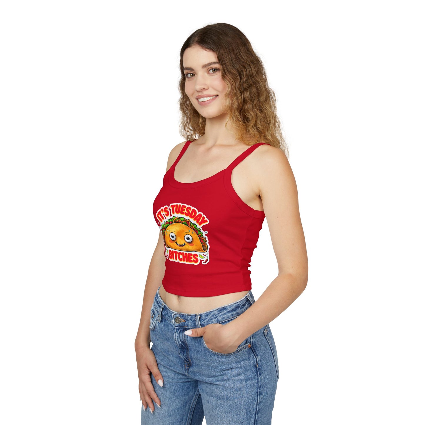 It's Tuesday Bitches Taco Tank Top - Fun Women's Spaghetti Strap Crop Top