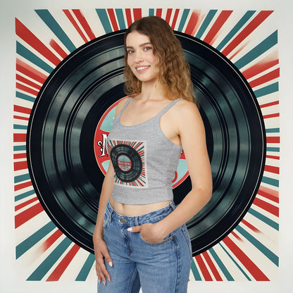 "Vintage Vinyl Vibes" Women's Spaghetti Strap Tank Top
