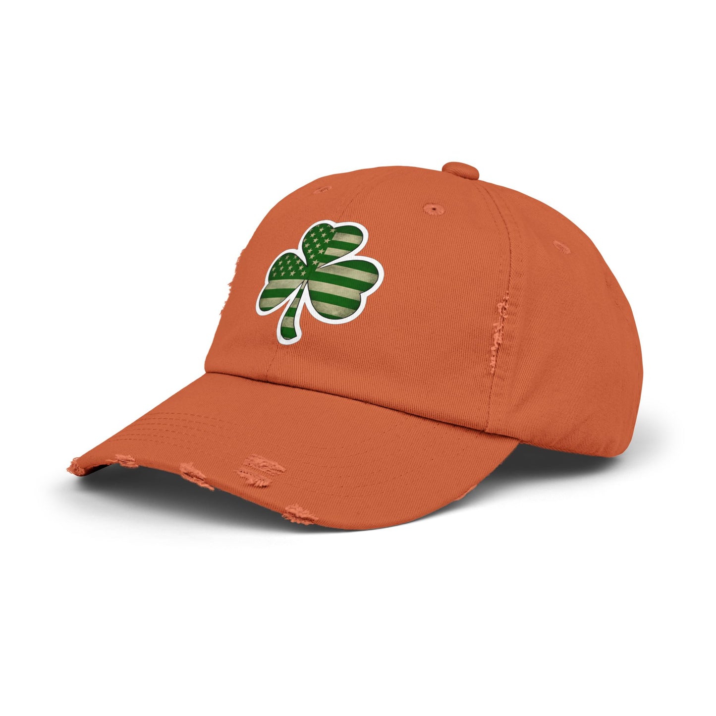 Lucky Clover Distressed Cap - Unisex Shamrock Hat for St. Patrick's Day