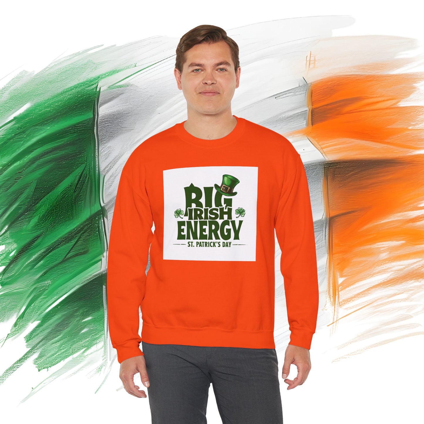 Big Irish Energy Crewneck Sweatshirt for St. Patrick's Day