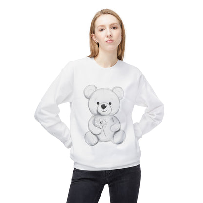 Cute Teddy Bear Fleece Crewneck Sweatshirt - Cozy and Adorable