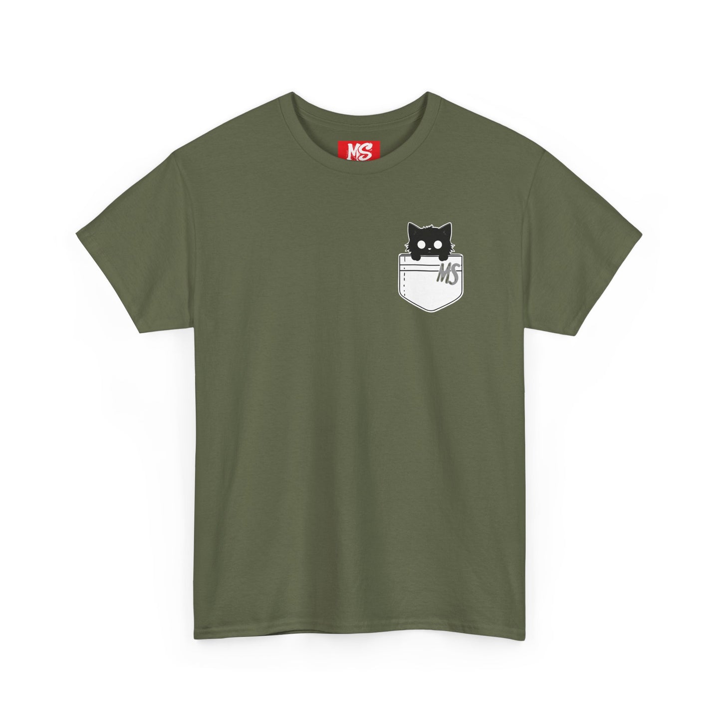 Cute Cat Pocket Unisex Heavy Cotton Tee