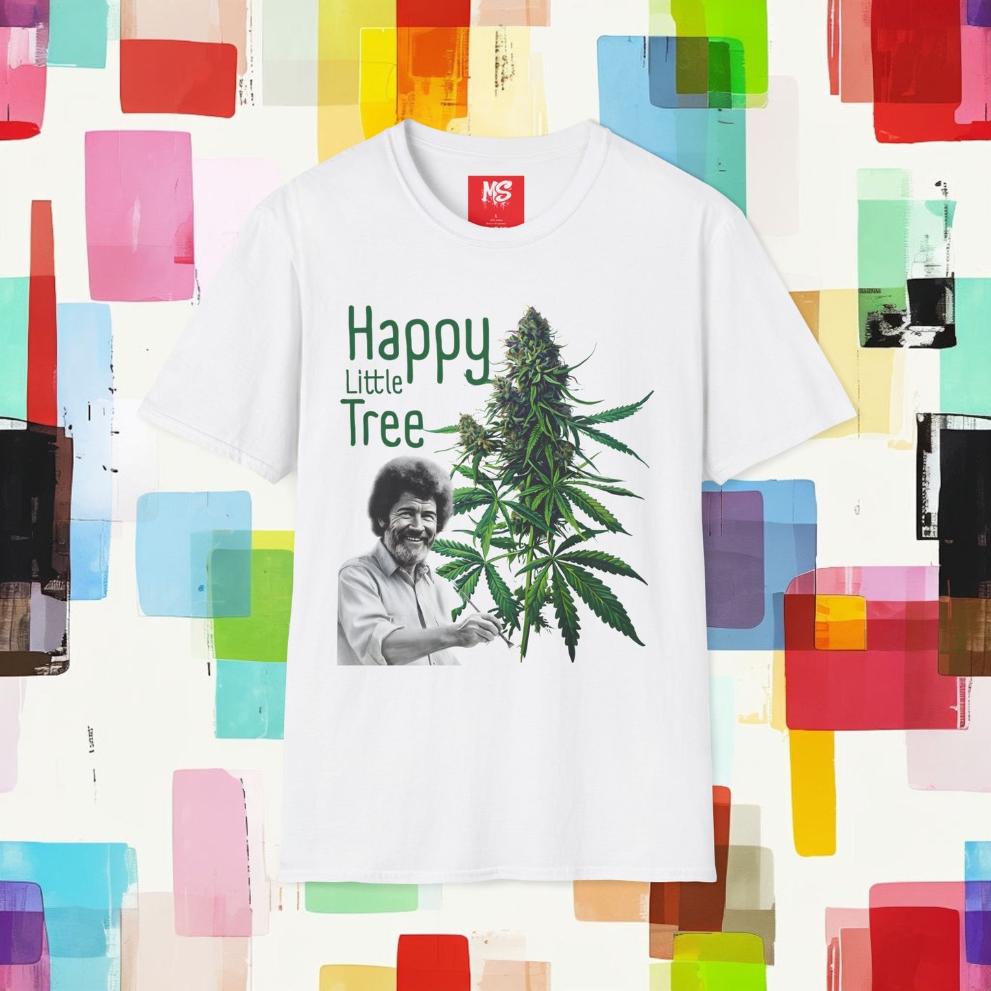 Happy Little Tree Unisex Softstyle T-Shirt - Fun Cannabis Inspired Design