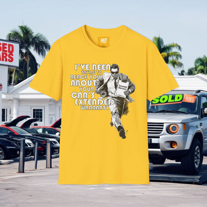 Funny Unisex Softstyle T-Shirt - 'I've Been Trying to Reach You About Your Car's Extended Warranty'
