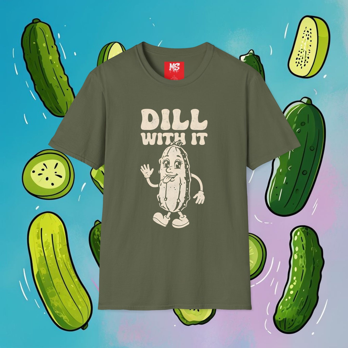 Funny 'Dill With It' Unisex Softstyle T-Shirt - Perfect for Pickle Lovers