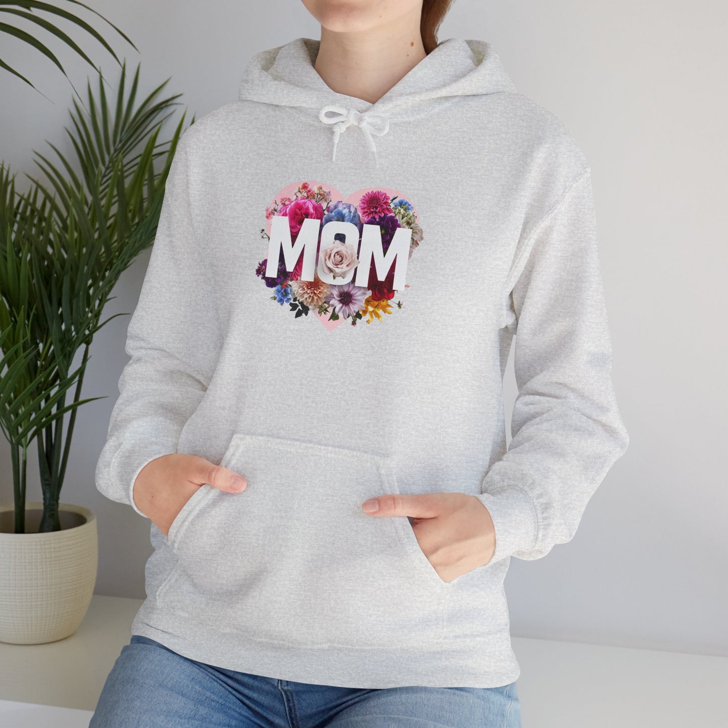 Mom Heart Floral Hoodie - Unisex Heavy Blend™ Sweatshirt for Mother's Day