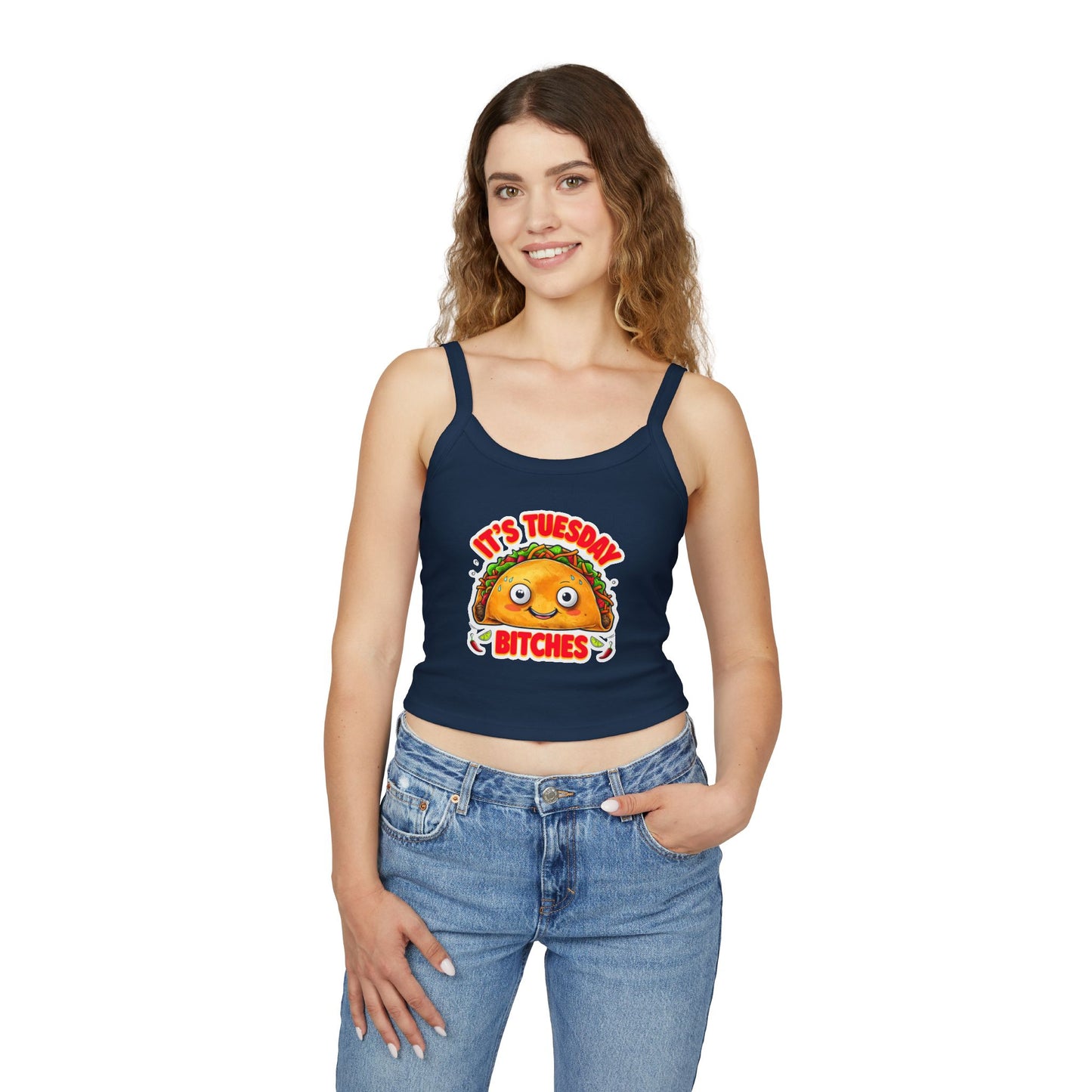 It's Tuesday Bitches Taco Tank Top - Fun Women's Spaghetti Strap Crop Top
