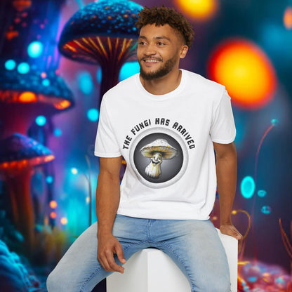 The Fungi Has Arrived Unisex Softstyle T-Shirt – Fun Mushroom Graphic Tee for Nature Lovers