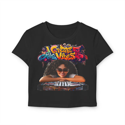 Create the Vibes Women's Baby Tee - Stylish Graphic Tee for Music Lovers