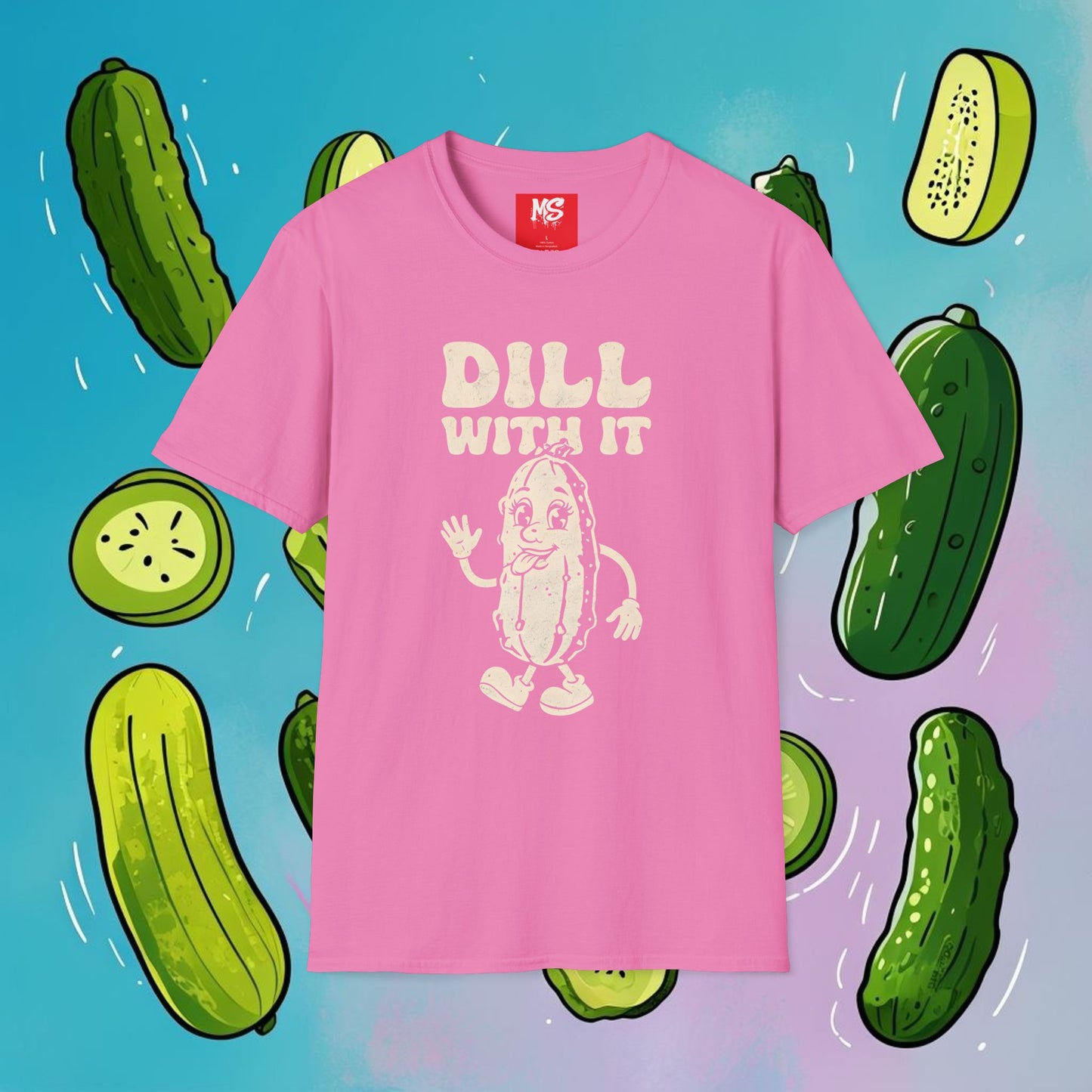 Funny 'Dill With It' Unisex Softstyle T-Shirt - Perfect for Pickle Lovers