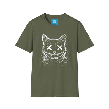 Creepy Grinning Cat T-Shirt — Gothic Horror Cat Tee