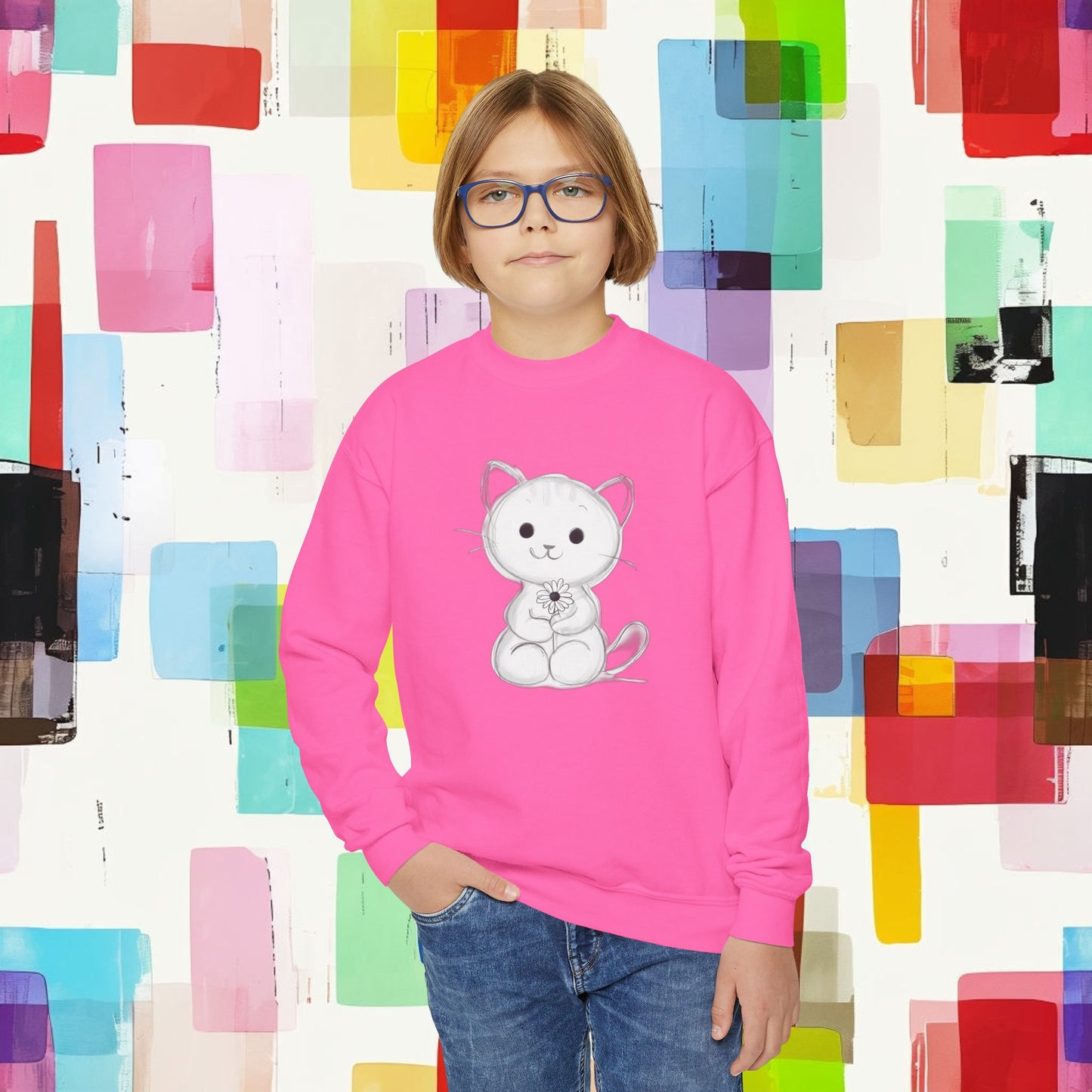 Youth Crewneck Sweatshirt kitten cat