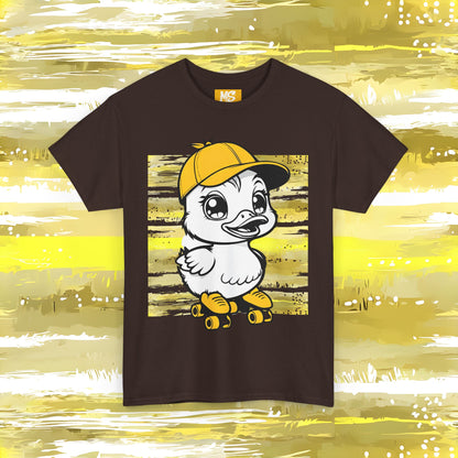 Cute Skateboarding Duck Unisex Heavy Cotton Tee