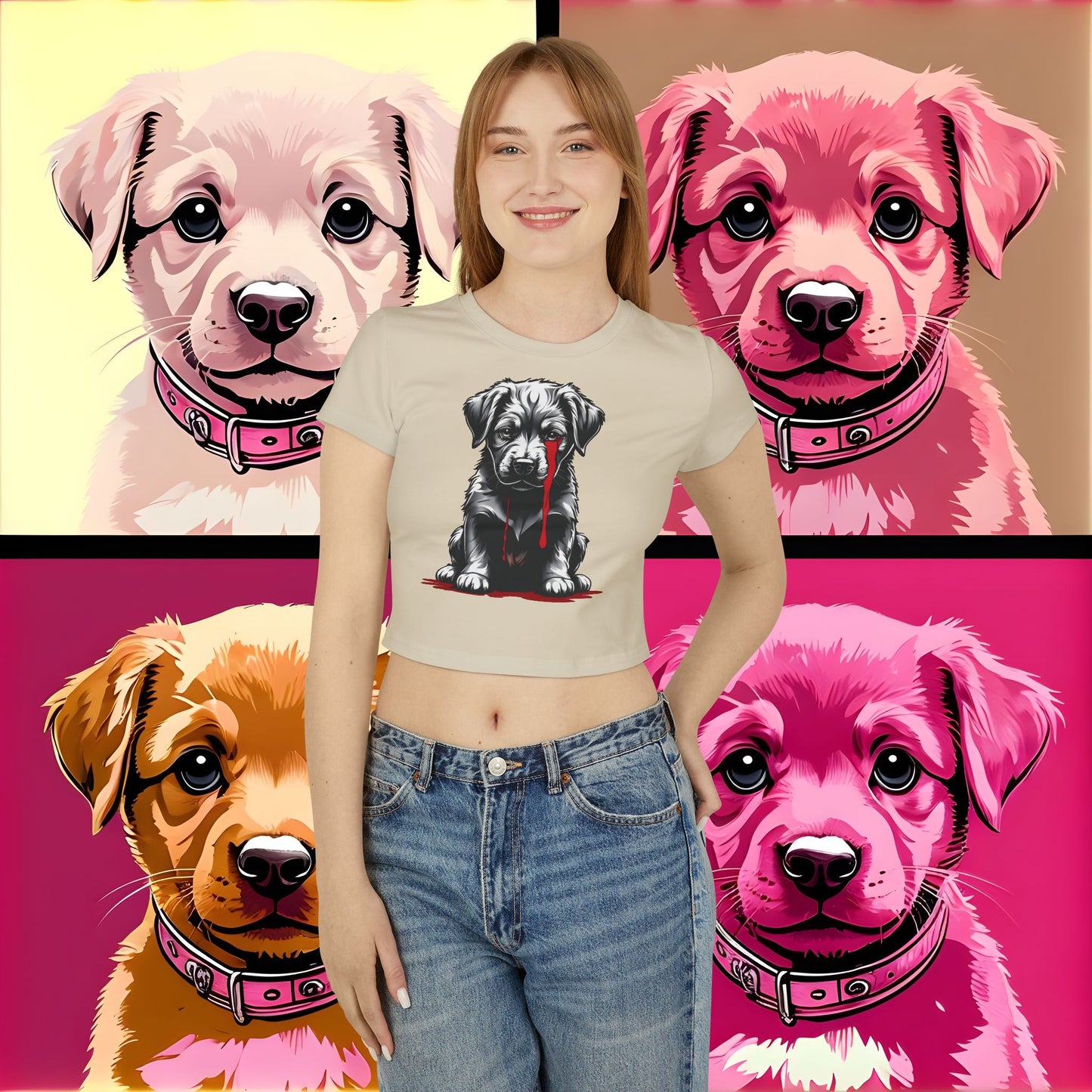 "Tearful Puppy" Women's Baby Tee