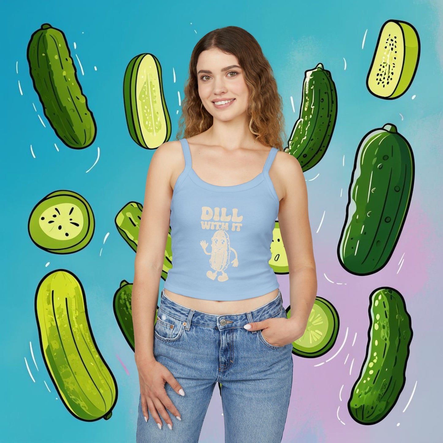 Fun Women's Dill With It Spaghetti Strap Tank Top