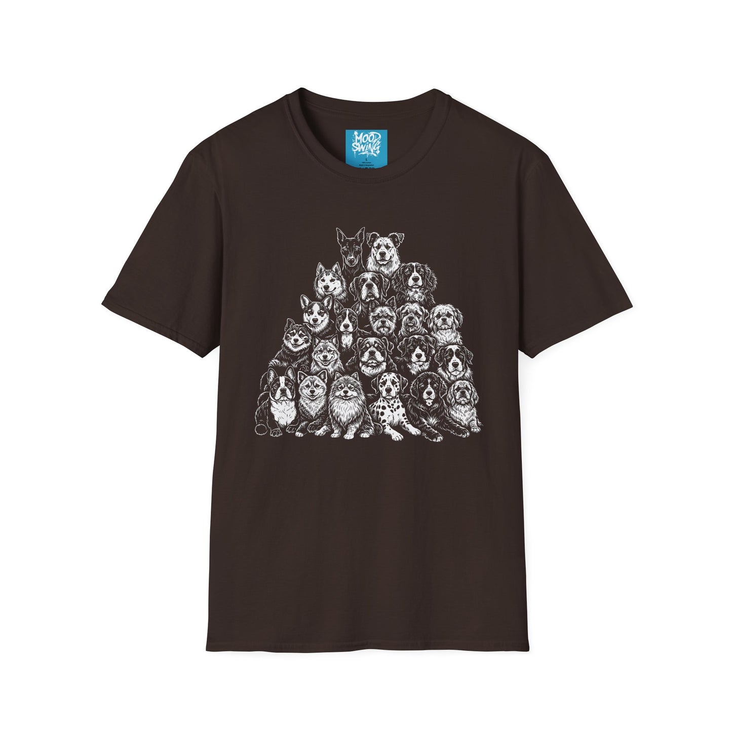 Dog Breeds Pyramid T-Shirt — Cute Pack of Dogs Graphic Tee for Pet Lovers