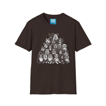 Dog Breeds Pyramid T-Shirt — Cute Pack of Dogs Graphic Tee for Pet Lovers