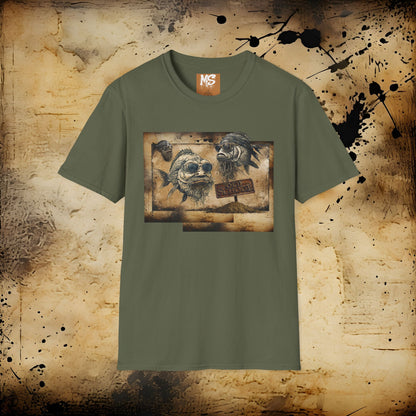 Vintage-Inspired Graphic Tee with Cool Fish Design - Perfect for Nature Lovers