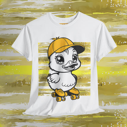 Cute Skateboarding Duck Unisex Heavy Cotton Tee