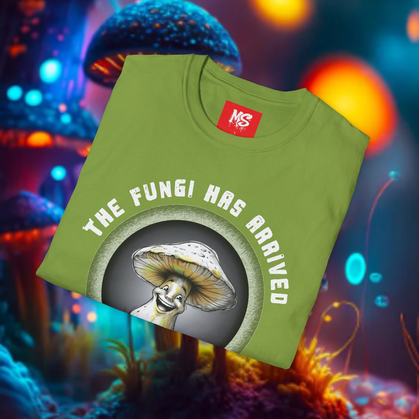 The Fungi Has Arrived Unisex Softstyle T-Shirt – Fun Mushroom Graphic Tee for Nature Lovers