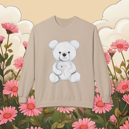 Cute Teddy Bear Fleece Crewneck Sweatshirt - Cozy and Adorable