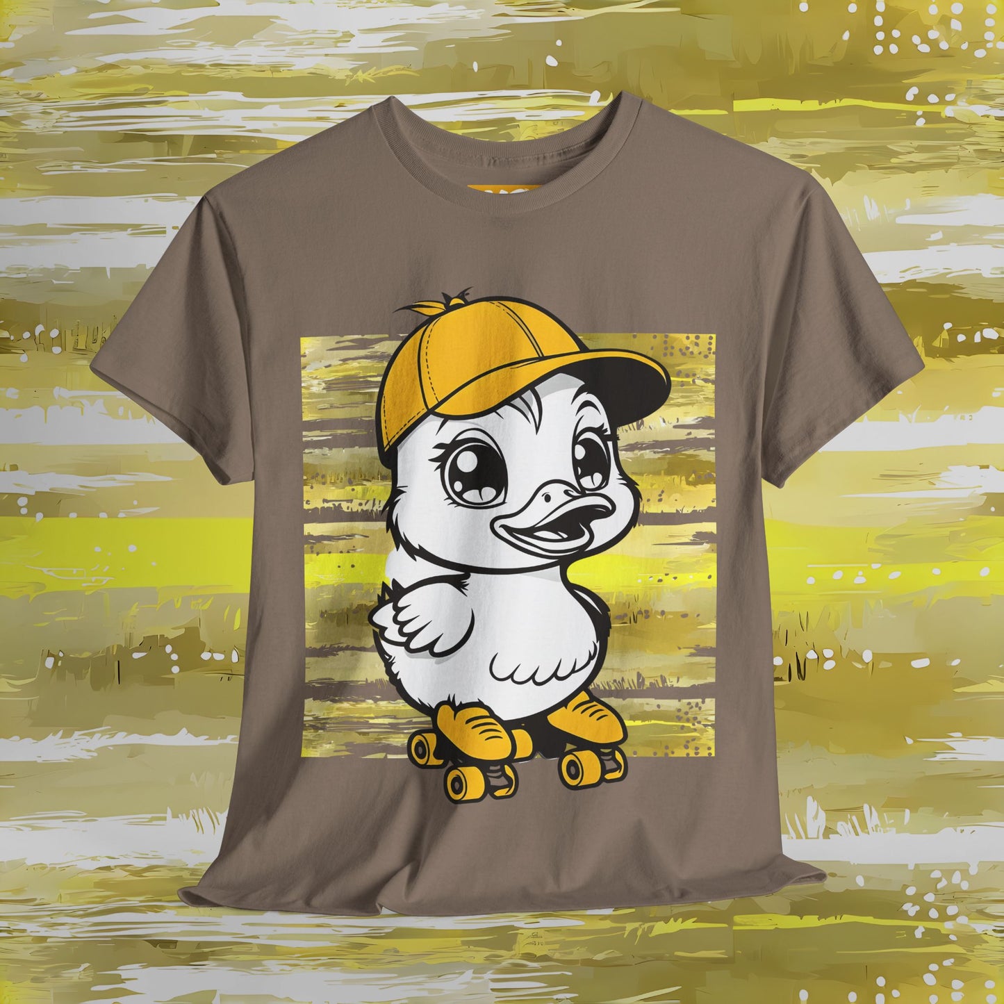 Cute Skateboarding Duck Unisex Heavy Cotton Tee