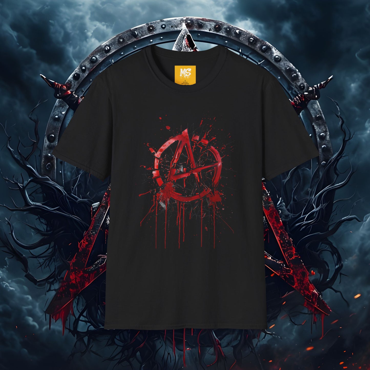 Anarchy Splash Unisex Softstyle T-Shirt - Edgy Graphic Tee for Rebels
