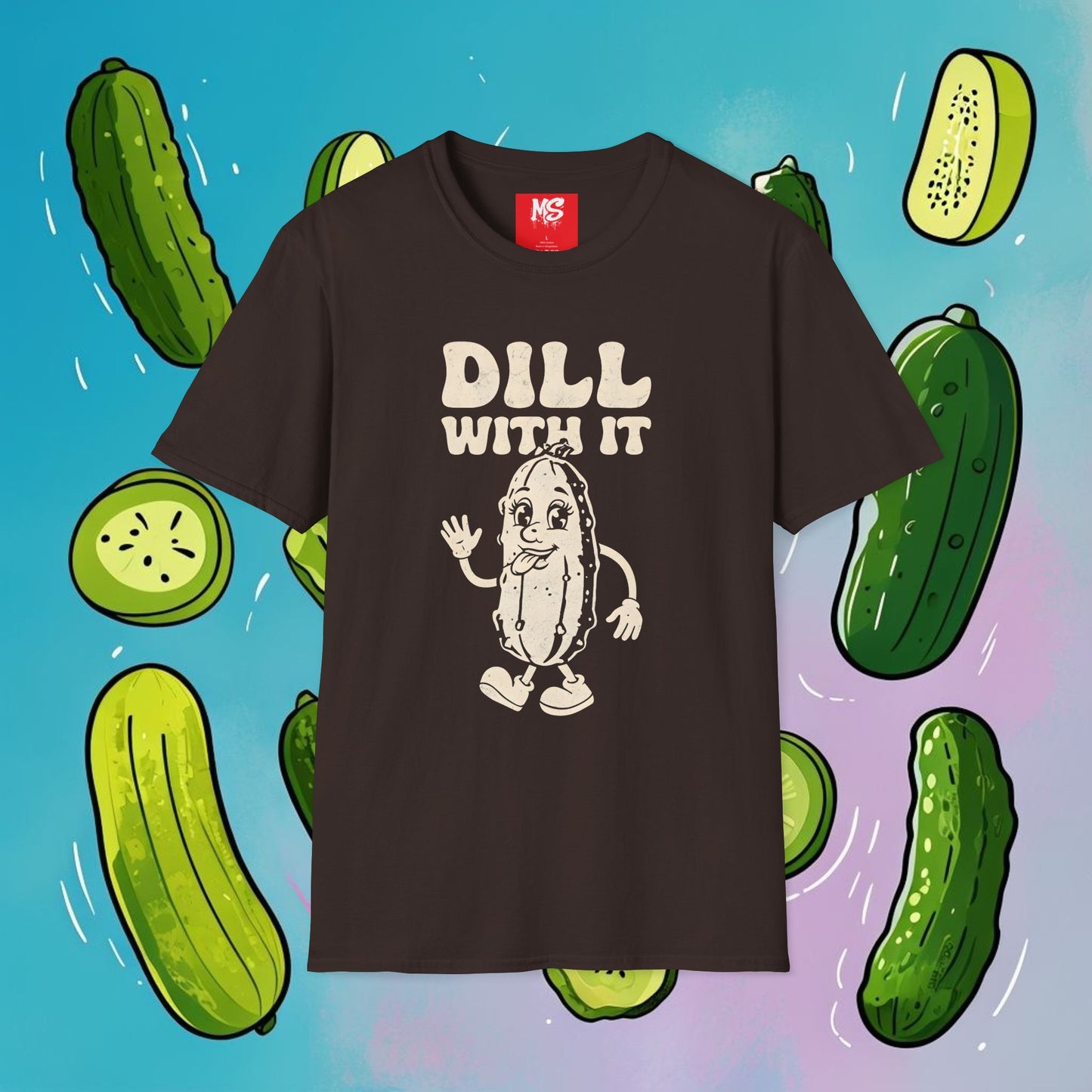 Funny 'Dill With It' Unisex Softstyle T-Shirt - Perfect for Pickle Lovers