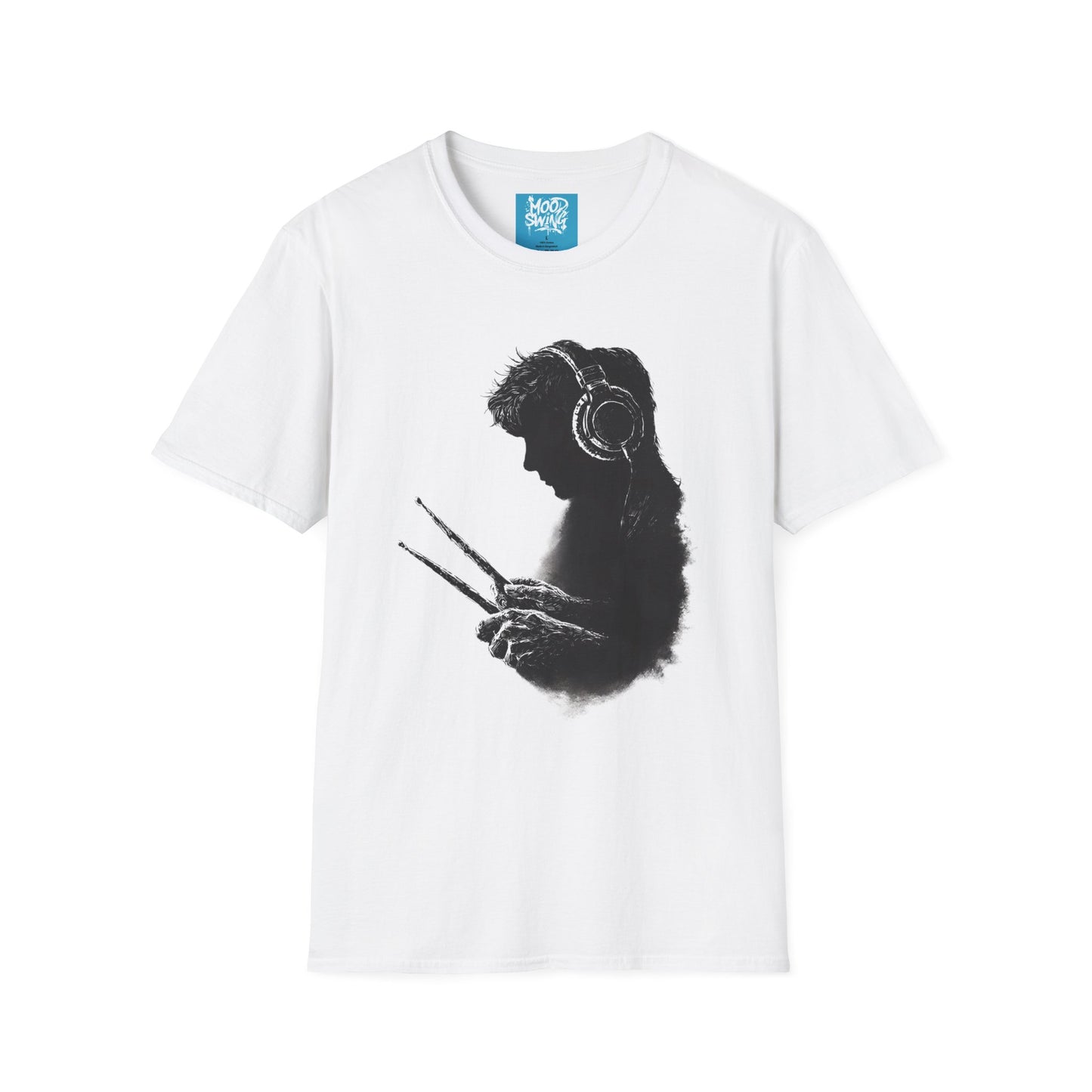 Drummer T-Shirt — Headphones Playing Drums