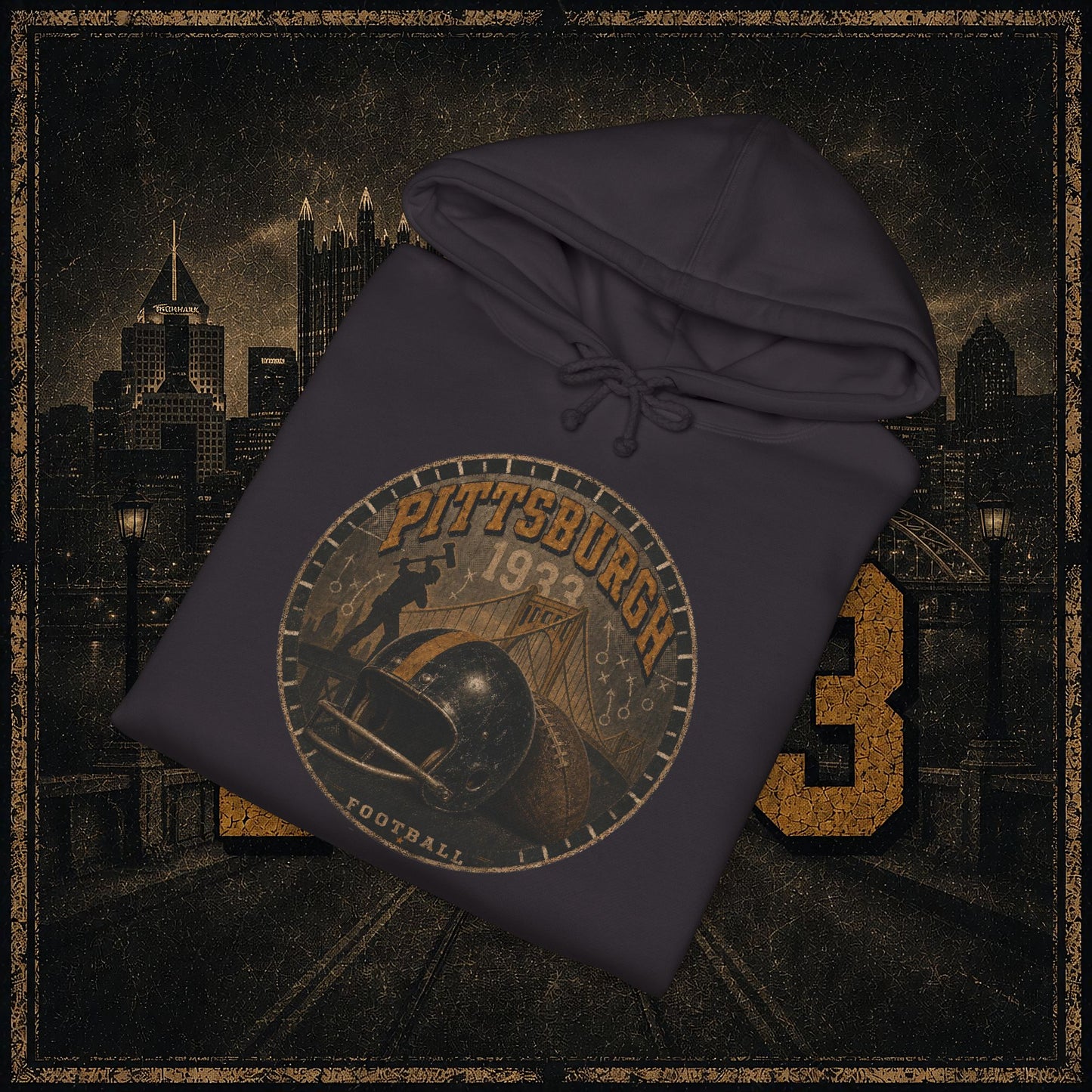 Pittsburgh Vintage Helmet Hoodie — Retro City Football Pullover