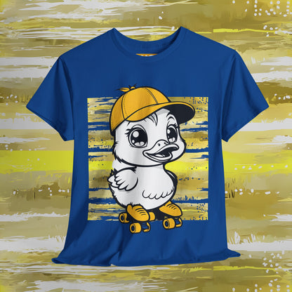 Cute Skateboarding Duck Unisex Heavy Cotton Tee