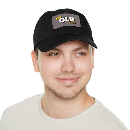 Vintage Dad Hat with Leather Patch - "I'm Too Old for This"