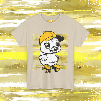 Cute Skateboarding Duck Unisex Heavy Cotton Tee