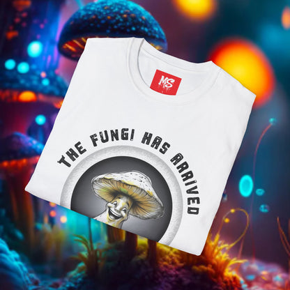 The Fungi Has Arrived Unisex Softstyle T-Shirt – Fun Mushroom Graphic Tee for Nature Lovers