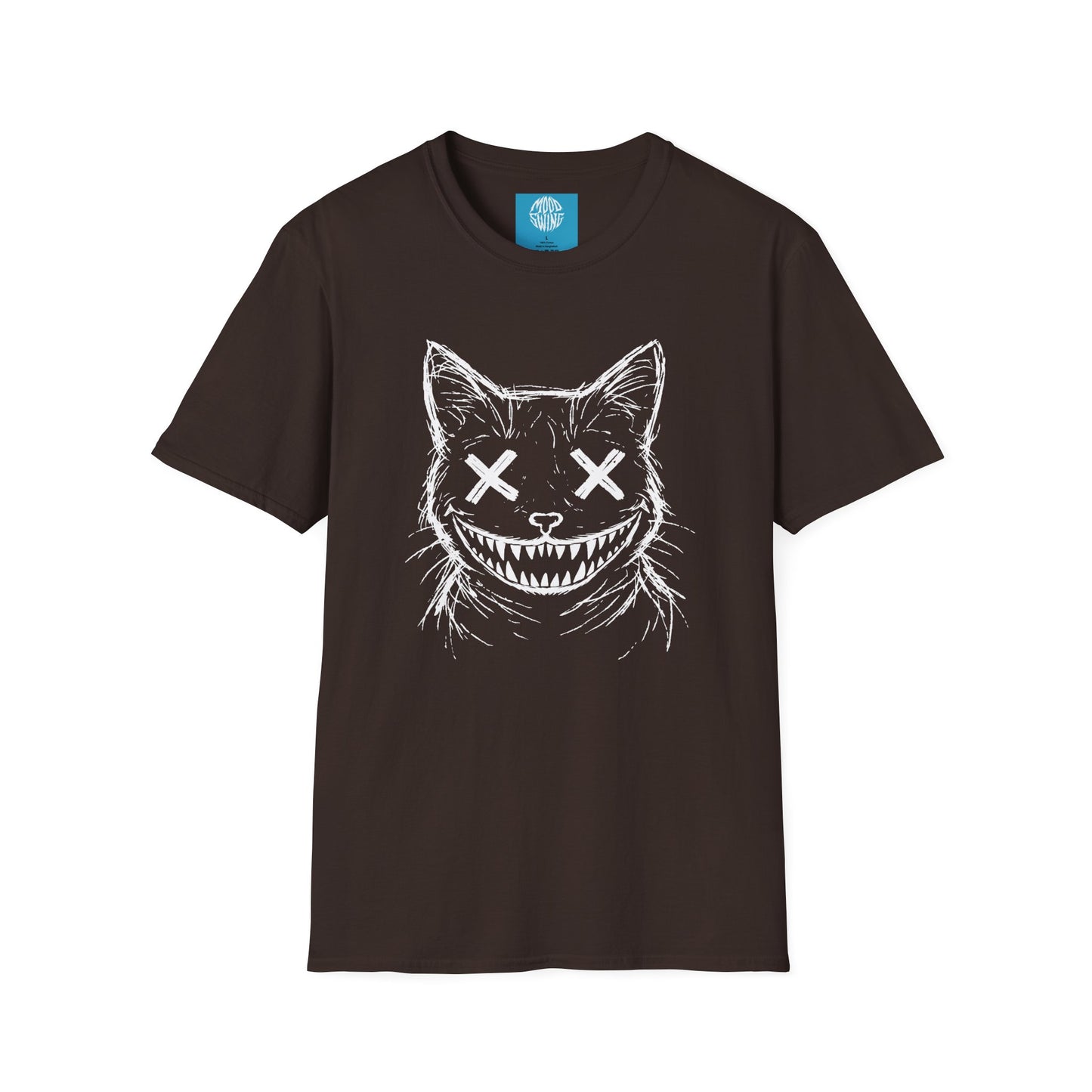 Creepy Grinning Cat T-Shirt — Gothic Horror Cat Tee
