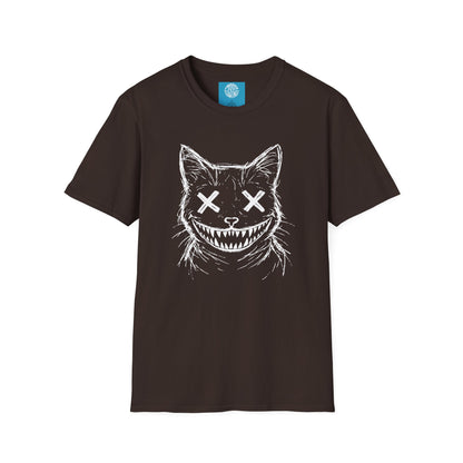 Creepy Grinning Cat T-Shirt — Gothic Horror Cat Tee
