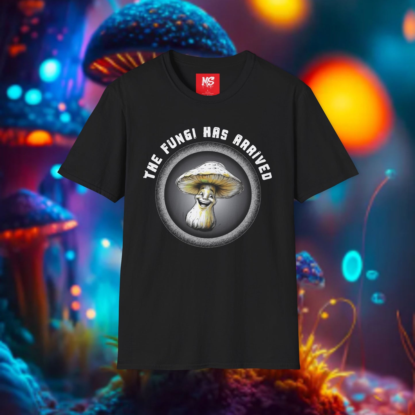 The Fungi Has Arrived Unisex Softstyle T-Shirt – Fun Mushroom Graphic Tee for Nature Lovers