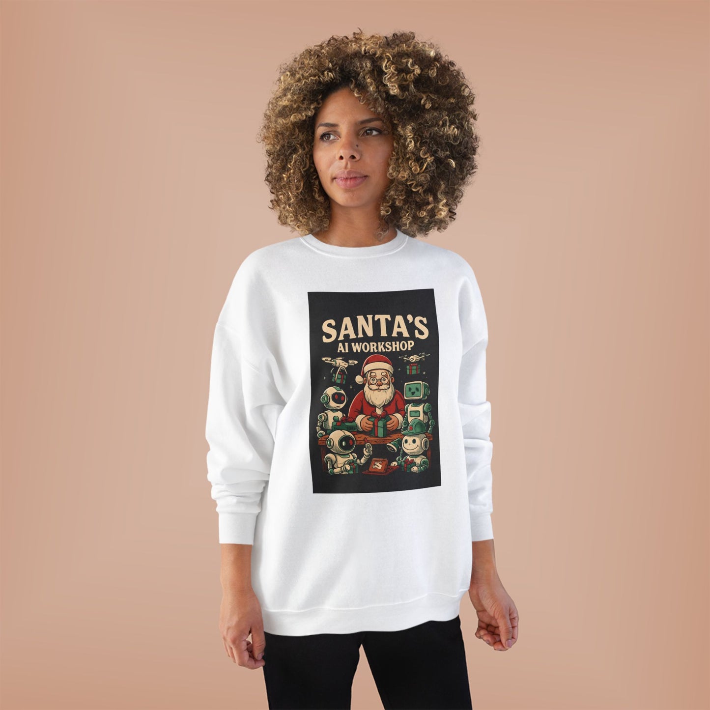 Santa's AI Workshop Sweatshirt — Retro Holiday Tech Christmas Crewneck