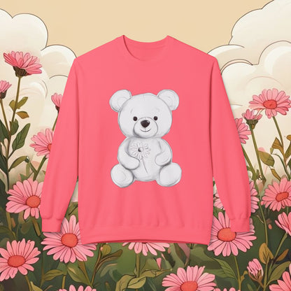 Cute Teddy Bear Fleece Crewneck Sweatshirt - Cozy and Adorable