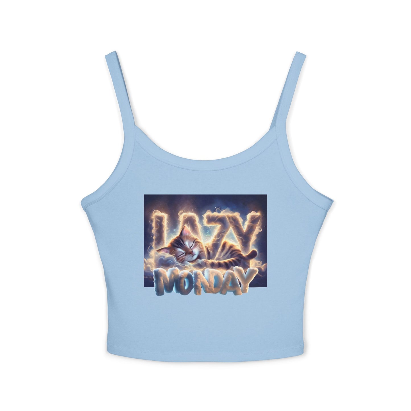 Lazy Monday CAT Women's Spaghetti Strap Tank Top - Relaxed Vibe for Chilling Days