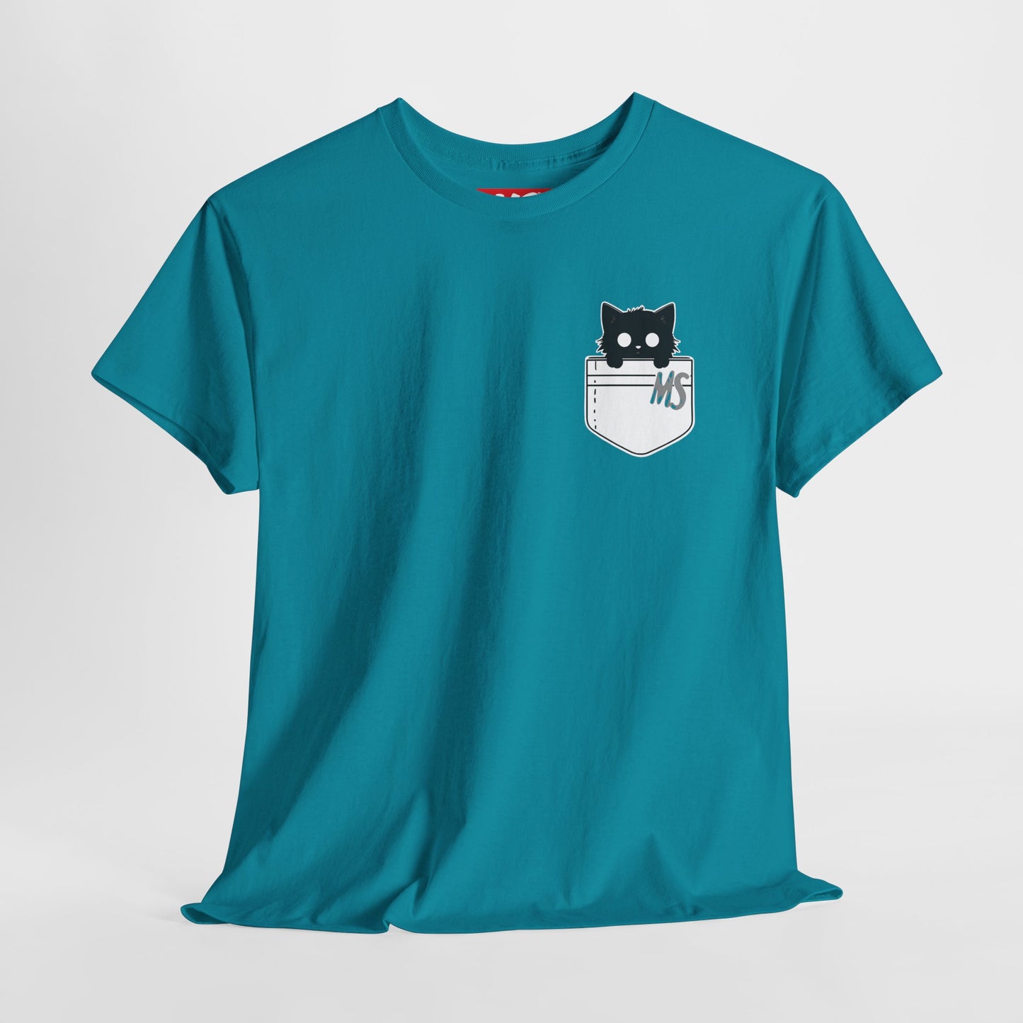 Cute Cat Pocket Unisex Heavy Cotton Tee